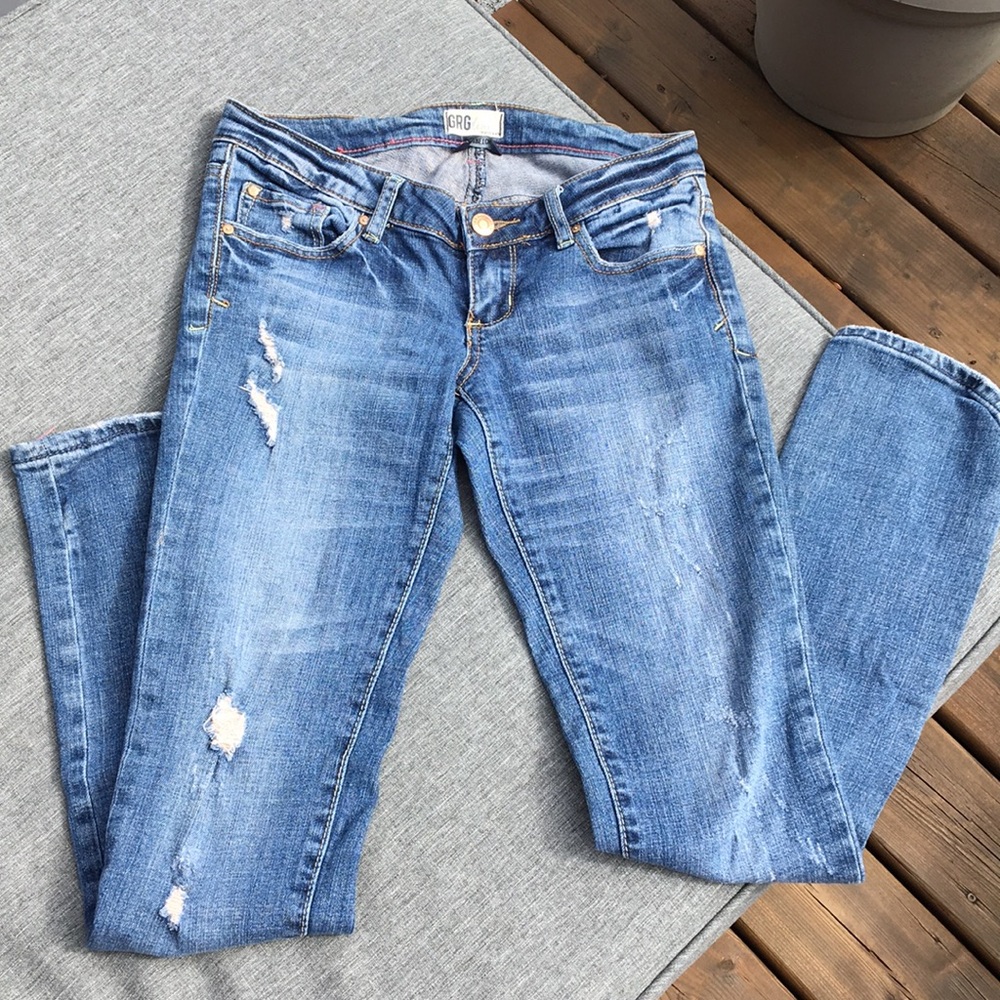 Garage skinny distressed medium wash jeans sz 1